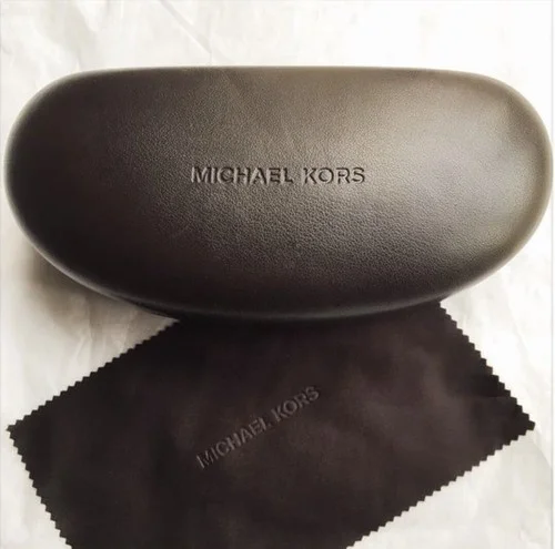 Michael Kors MK Brown Clamshell Hard Case For Eyeglasses Sunglasses W/Cloth