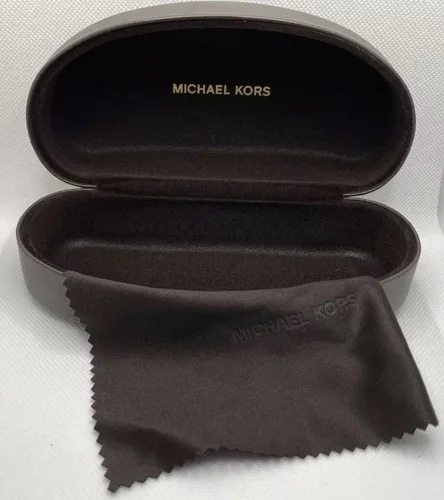Michael Kors MK Brown Clamshell Hard Case For Eyeglasses Sunglasses W/Cloth 2