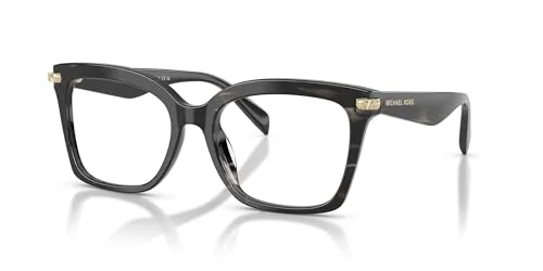 Michael Kors MK4166U Greenville Universal Fit Prescription Eyewear Frames, Black Horn/Demo Lens, 53 mm 2